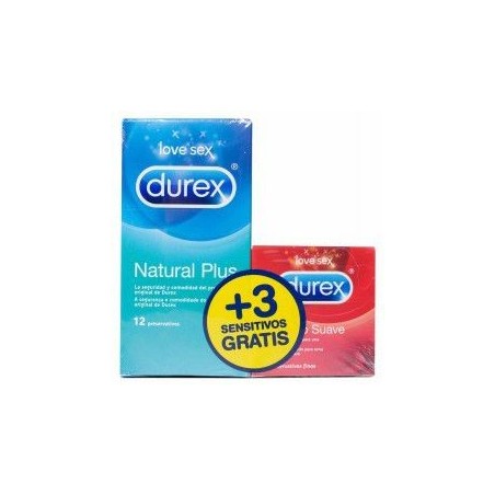 Durex Natural Plus 12 + Durex Sensitivo 3