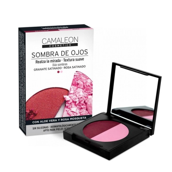 Camaleon Cosmetics Sombra de Ojos Rosa y Granate 2x2,3g