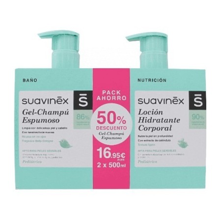 Suavinex Pack Gel-Champú Espumoso 500ml + Loción Hidratante Coporal 500ml