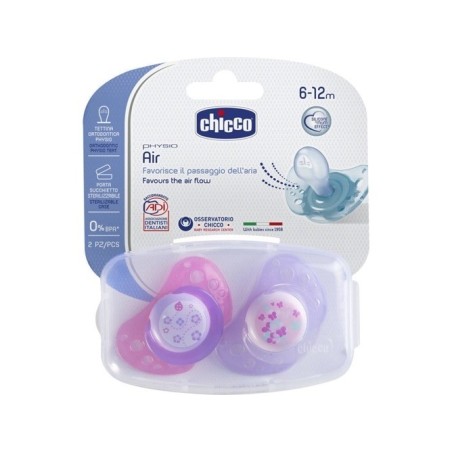 Chicco Chupete Silicona Physio Air 6-12M+ Rosa 2uds